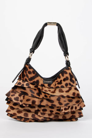 Vintage Yves Saint Laurent Leopard Print Pony Hair St Tropez Shoulder Bag