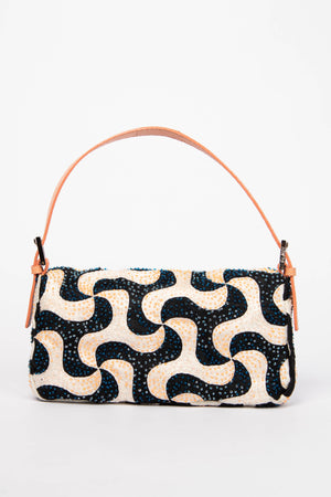 Vintage Fendi Swirl Beaded Baguette Shoulder Bag
