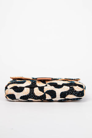 Vintage Fendi Swirl Beaded Baguette Shoulder Bag