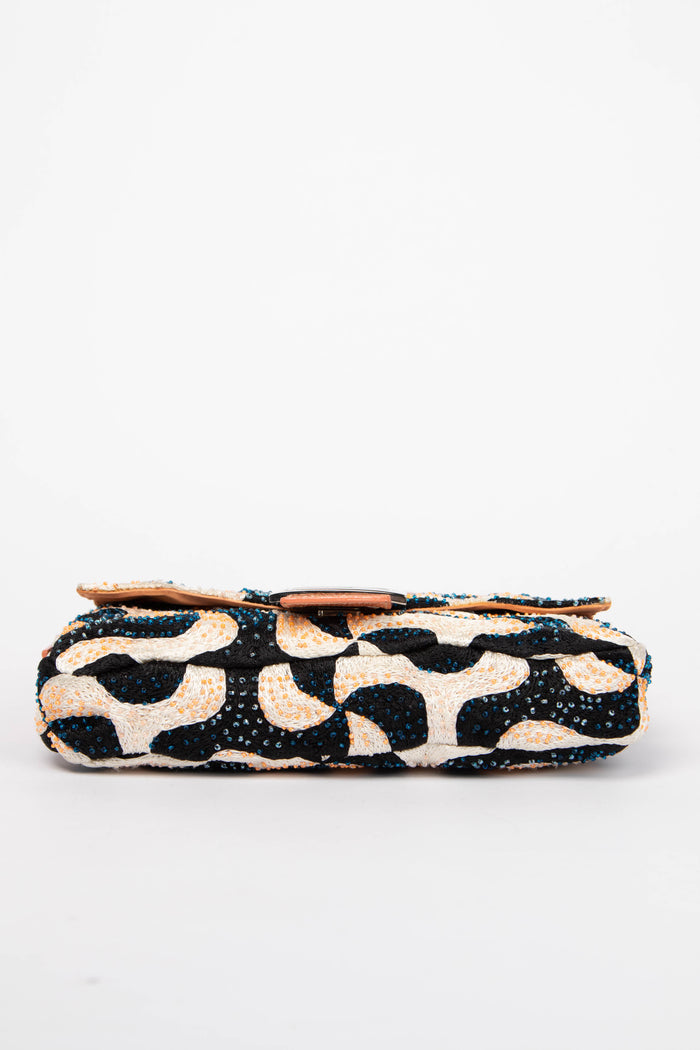 Vintage Fendi Swirl Beaded Baguette Shoulder Bag