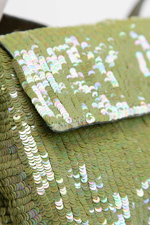 RARE Fendi Green Sequin and Python Leather Baguette Bag