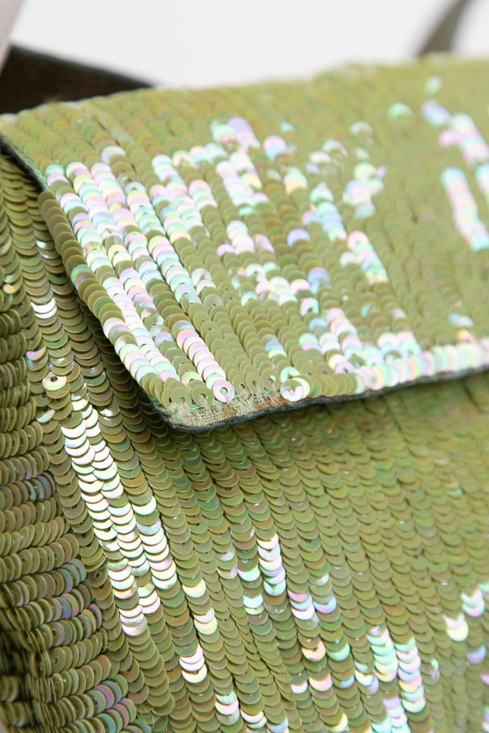 RARE Fendi Green Sequin and Python Leather Baguette Bag