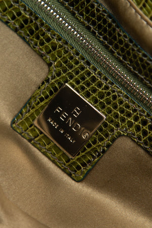 RARE Fendi Green Sequin and Python Leather Baguette Bag