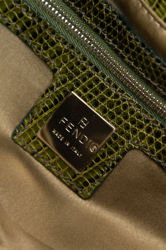 RARE Fendi Green Sequin and Python Leather Baguette Bag