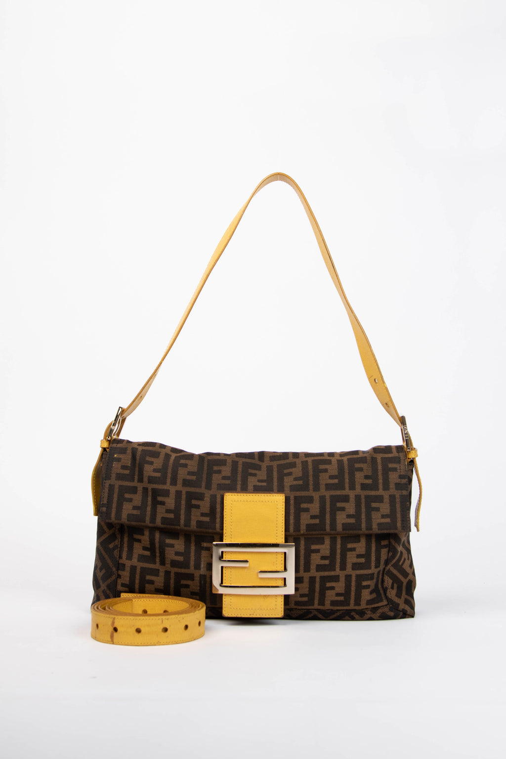 Vintage Fendi Zucca Monogram Crossbody Baguette Bag