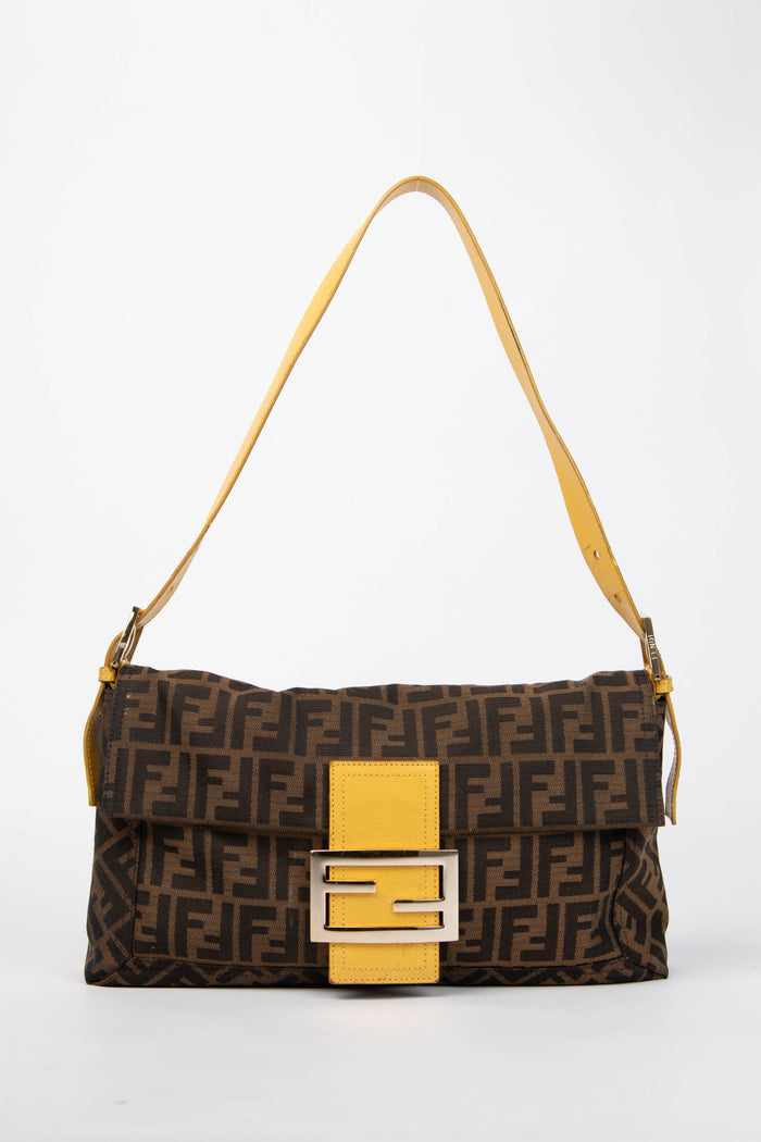 Vintage Fendi Zucca Monogram Crossbody Baguette Bag