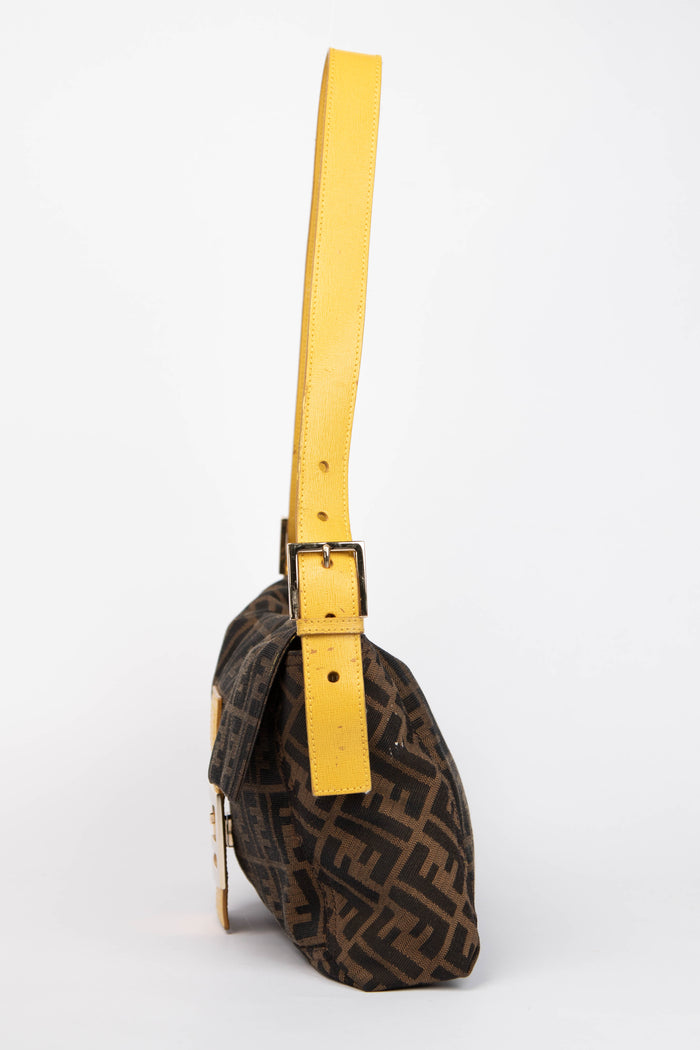 Vintage Fendi Zucca Monogram Crossbody Baguette Bag