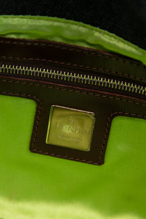 Vintage Fendi Denim Baguette with Mesh Flower Appliqué