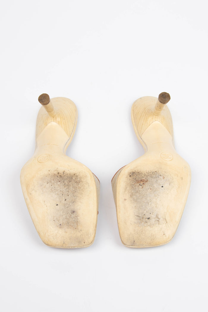 Vintage Chanel Canvas CC Mules (EU35)