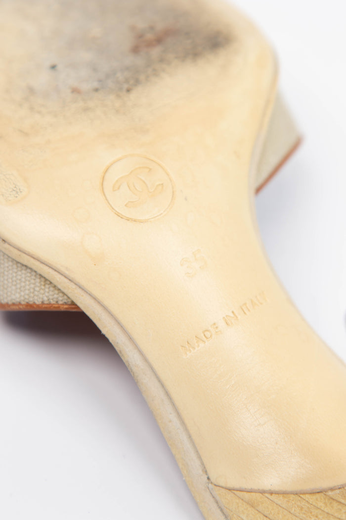 Vintage Chanel Canvas CC Mules (EU35)