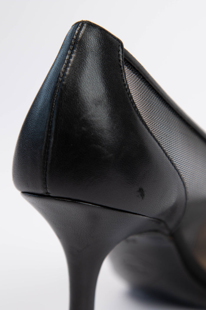 Vintage Chanel Black Mesh and Leather Pointed Toe Heel (EU 35C)