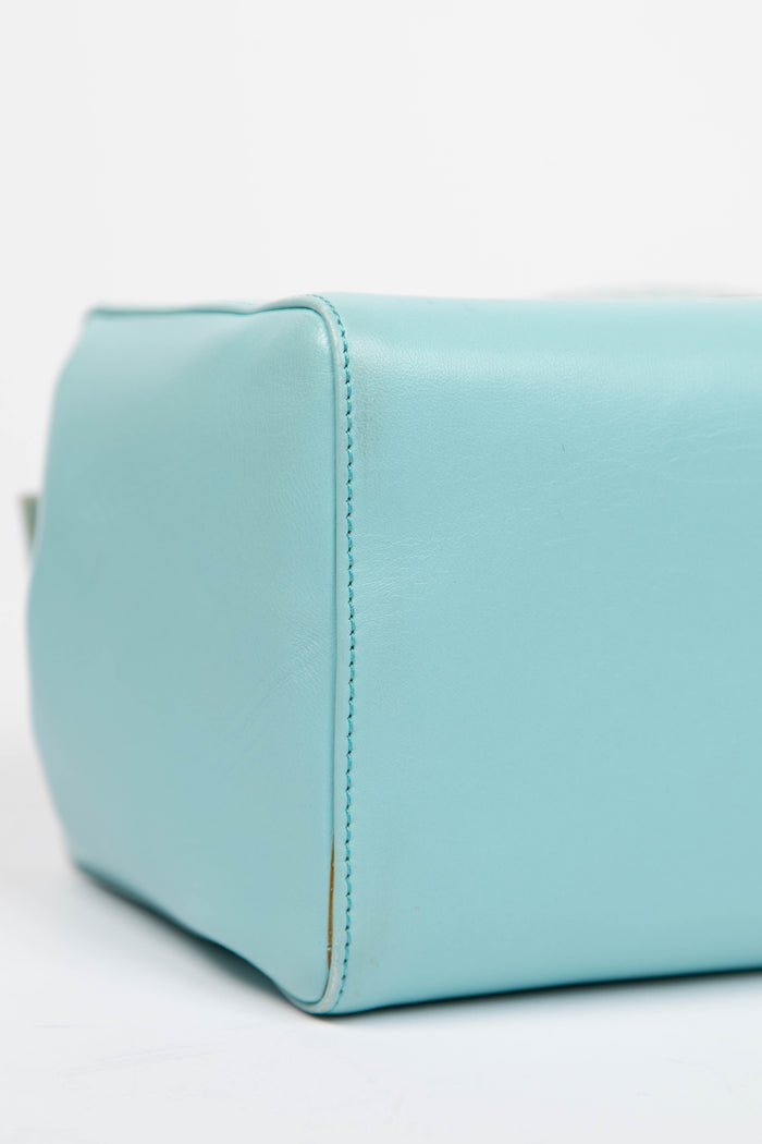 Vintage Fendi Blue Lambskin Boxy Shoulder Bag