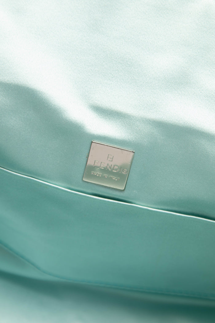 Vintage Fendi Blue Lambskin Boxy Shoulder Bag