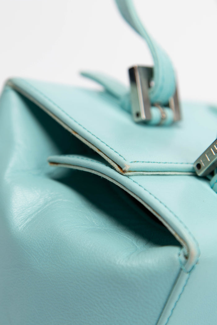 Vintage Fendi Blue Lambskin Boxy Shoulder Bag