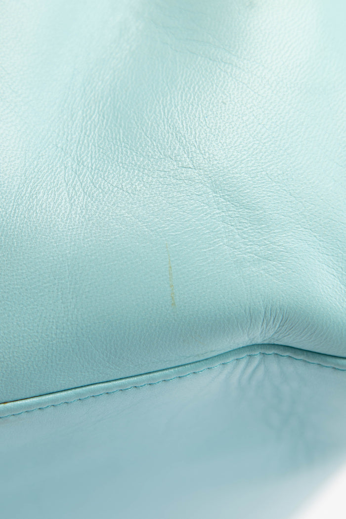 Vintage Fendi Blue Lambskin Boxy Shoulder Bag