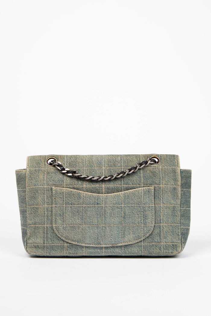 Vintage Chanel Denim Chocolate Bar Flap Shoulder Bag