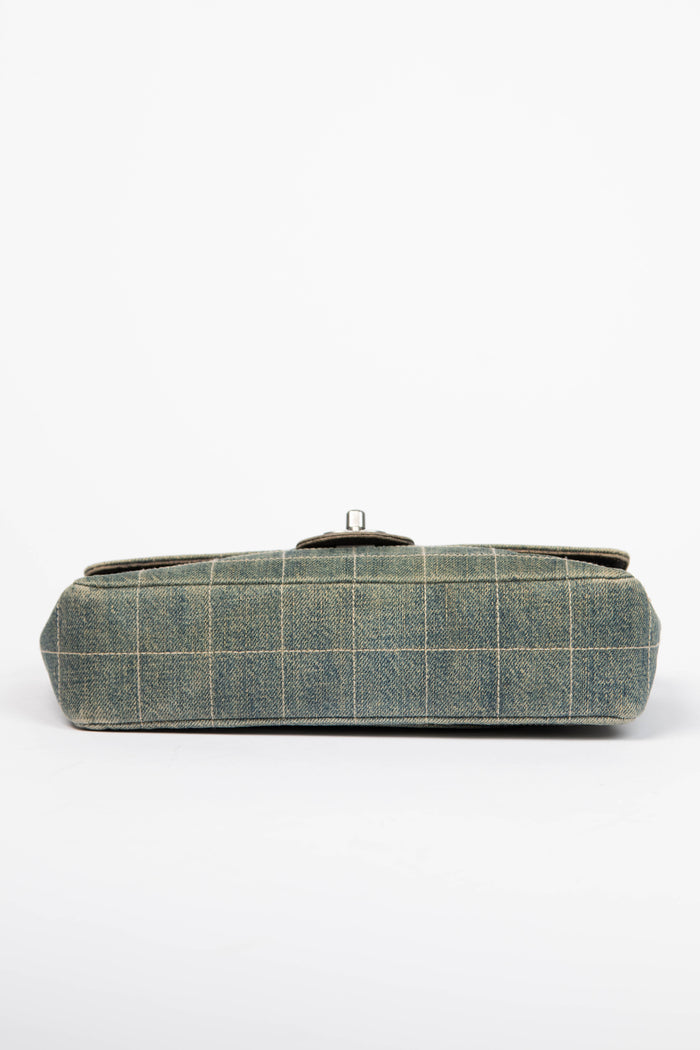 Vintage Chanel Denim Chocolate Bar Flap Shoulder Bag