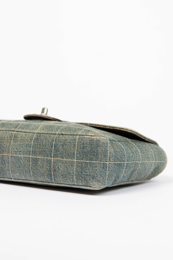 Vintage Chanel Denim Chocolate Bar Flap Shoulder Bag