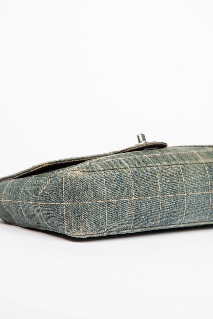 Vintage Chanel Denim Chocolate Bar Flap Shoulder Bag