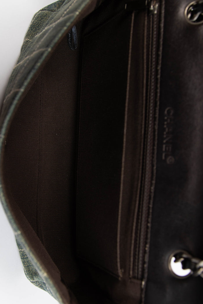 Vintage Chanel Denim Chocolate Bar Flap Shoulder Bag