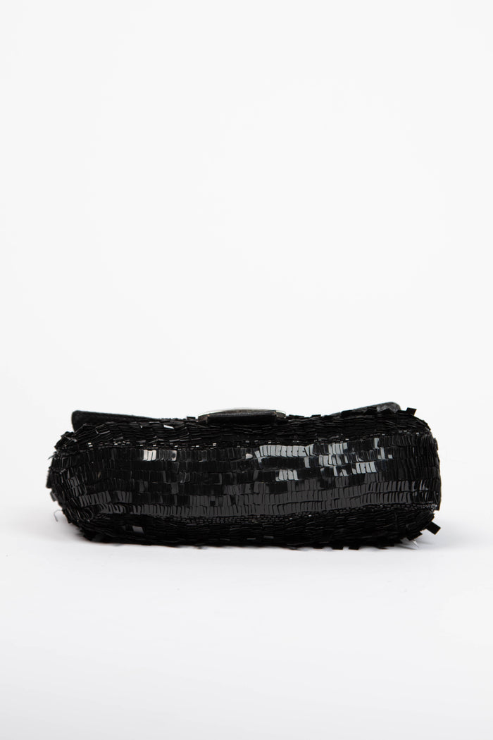 Vintage Fendi Black Sequin Baguette Shoulder Bag
