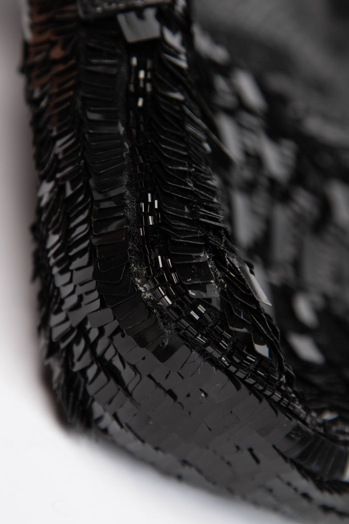 Vintage Fendi Black Sequin Baguette Shoulder Bag