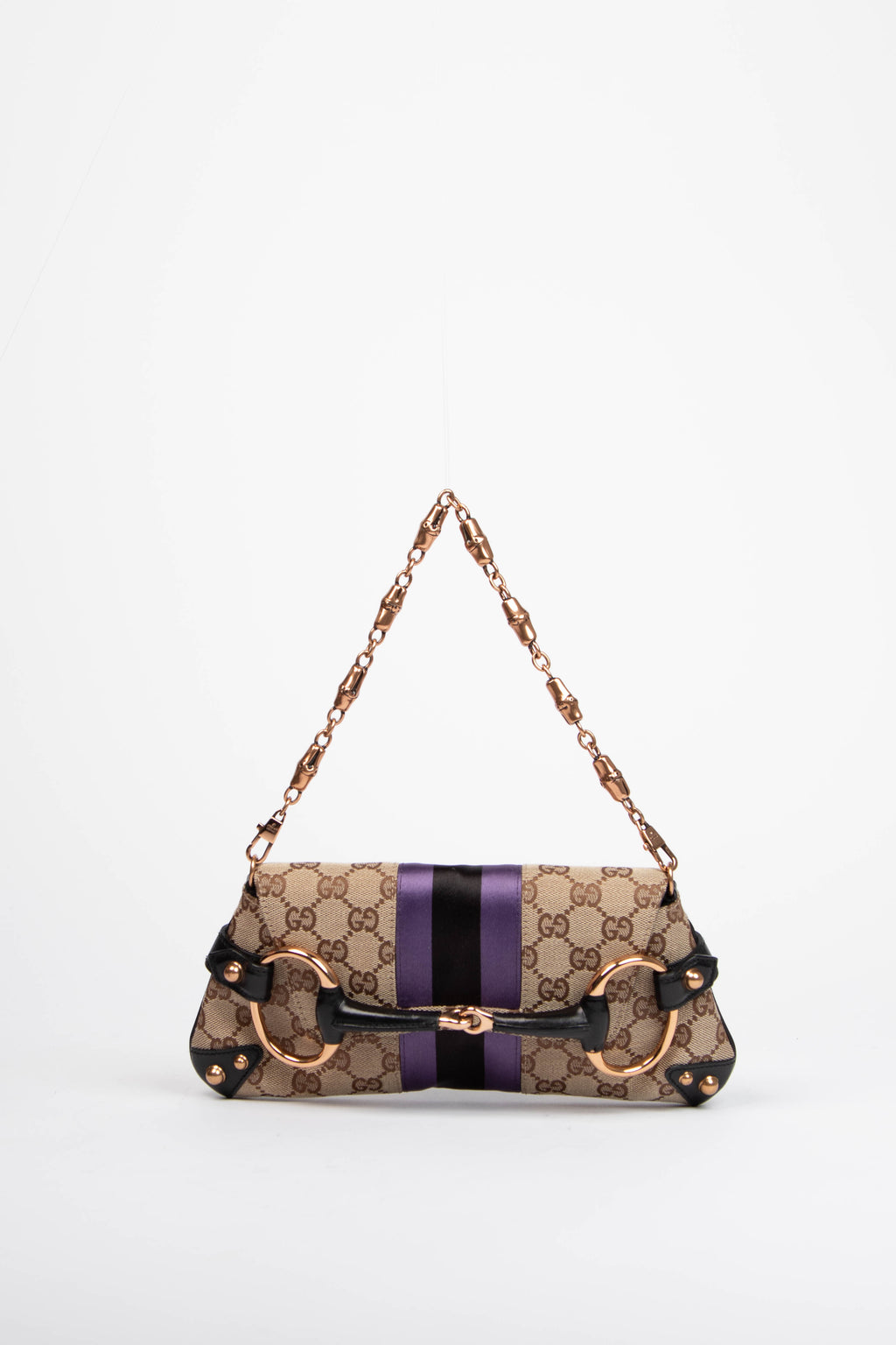 RARE Vintage Gucci GG Classic Monogram Horsebit Shoulder Bag