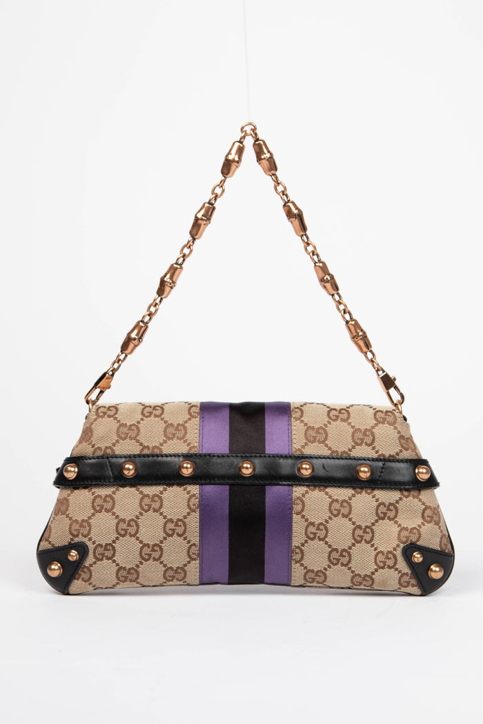 RARE Vintage Gucci GG Classic Monogram Horsebit Shoulder Bag