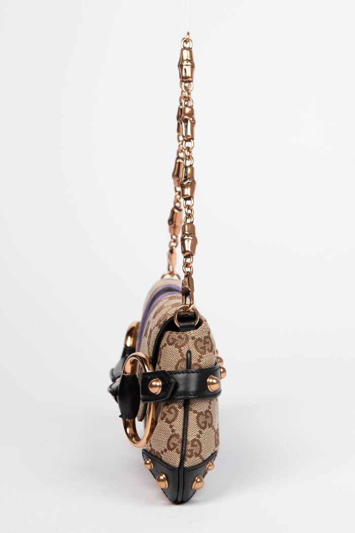 RARE Vintage Gucci GG Classic Monogram Horsebit Shoulder Bag