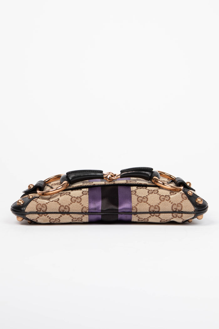 RARE Vintage Gucci GG Classic Monogram Horsebit Shoulder Bag