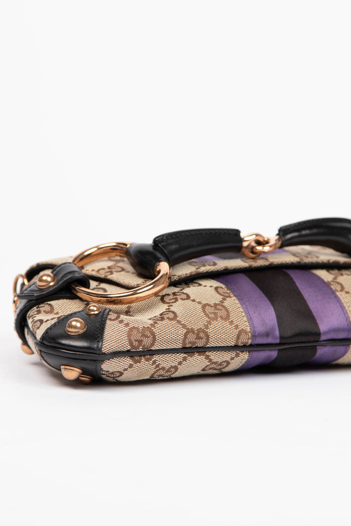 RARE Vintage Gucci GG Classic Monogram Horsebit Shoulder Bag