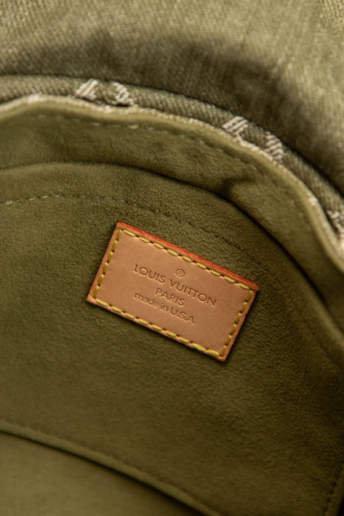 2000s Louis Vuitton Pleaty PM Green Denim Shoulder Bag