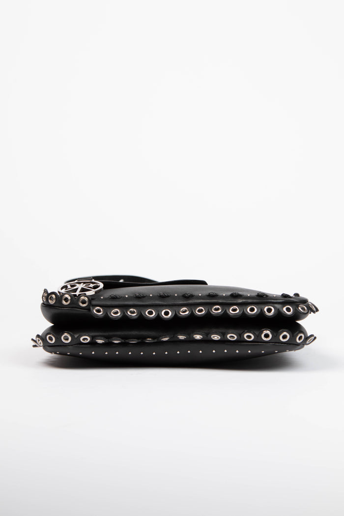 2004 Christian Dior Black Leather Peace and Love Shoulder Bag