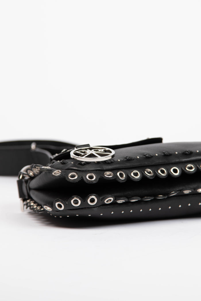 2004 Christian Dior Black Leather Peace and Love Shoulder Bag