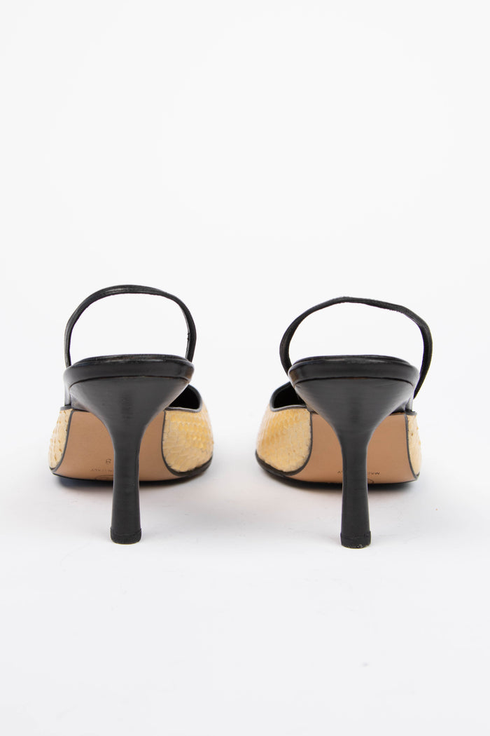 Vintage Chanel Yellow and Black Python Kitten Heels (EU 38)