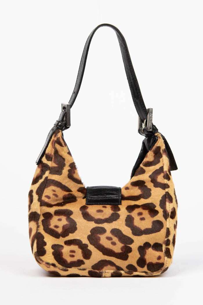 Vintage Fendi Leopard Print Pony Hair Mini Shoulder Bag