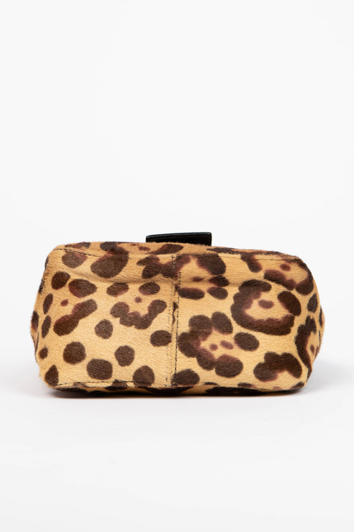 Vintage Fendi Leopard Print Pony Hair Mini Shoulder Bag