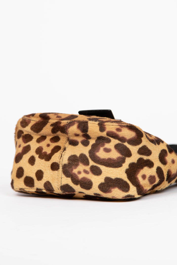 Vintage Fendi Leopard Print Pony Hair Mini Shoulder Bag