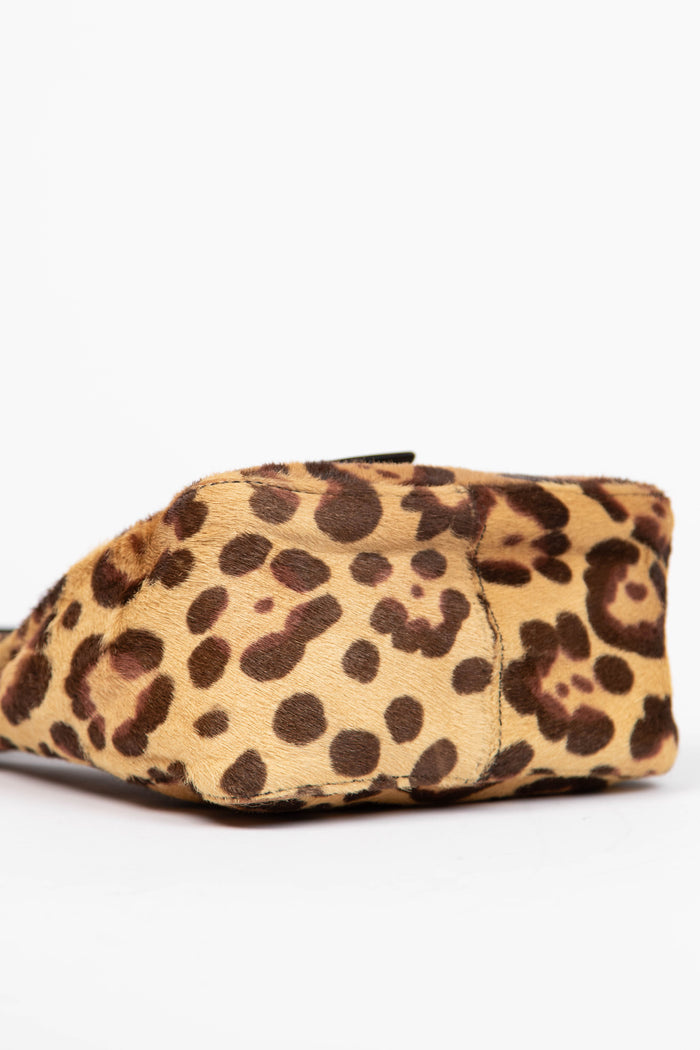 Vintage Fendi Leopard Print Pony Hair Mini Shoulder Bag