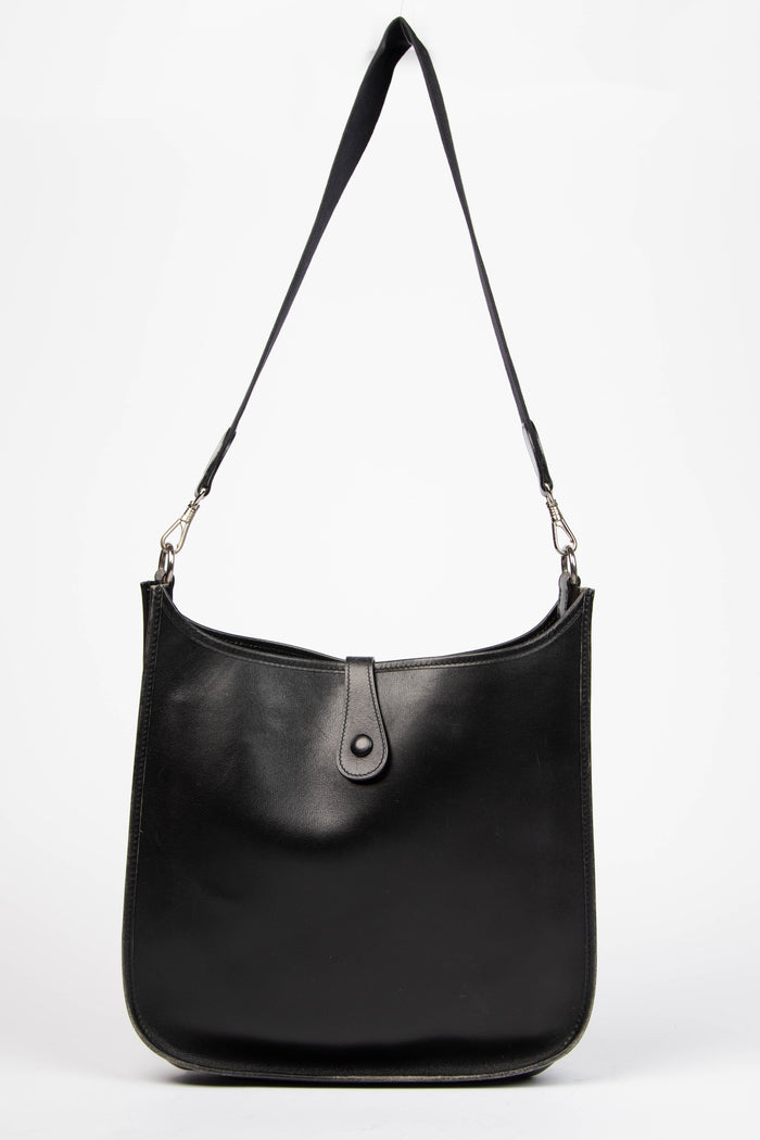 Vintage Hermès Black Box Calf Evelyne 33 GM with Palladium Hardware
