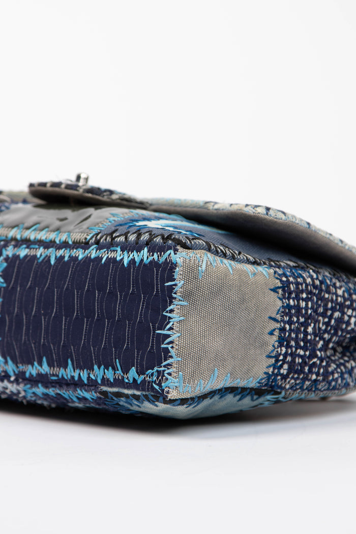 RARE 2010s Chanel Denim Patchwork Single Jumbo Flap Shoulder Bag