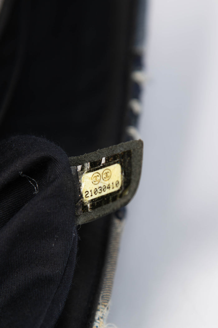 RARE 2010s Chanel Denim Patchwork Single Jumbo Flap Shoulder Bag