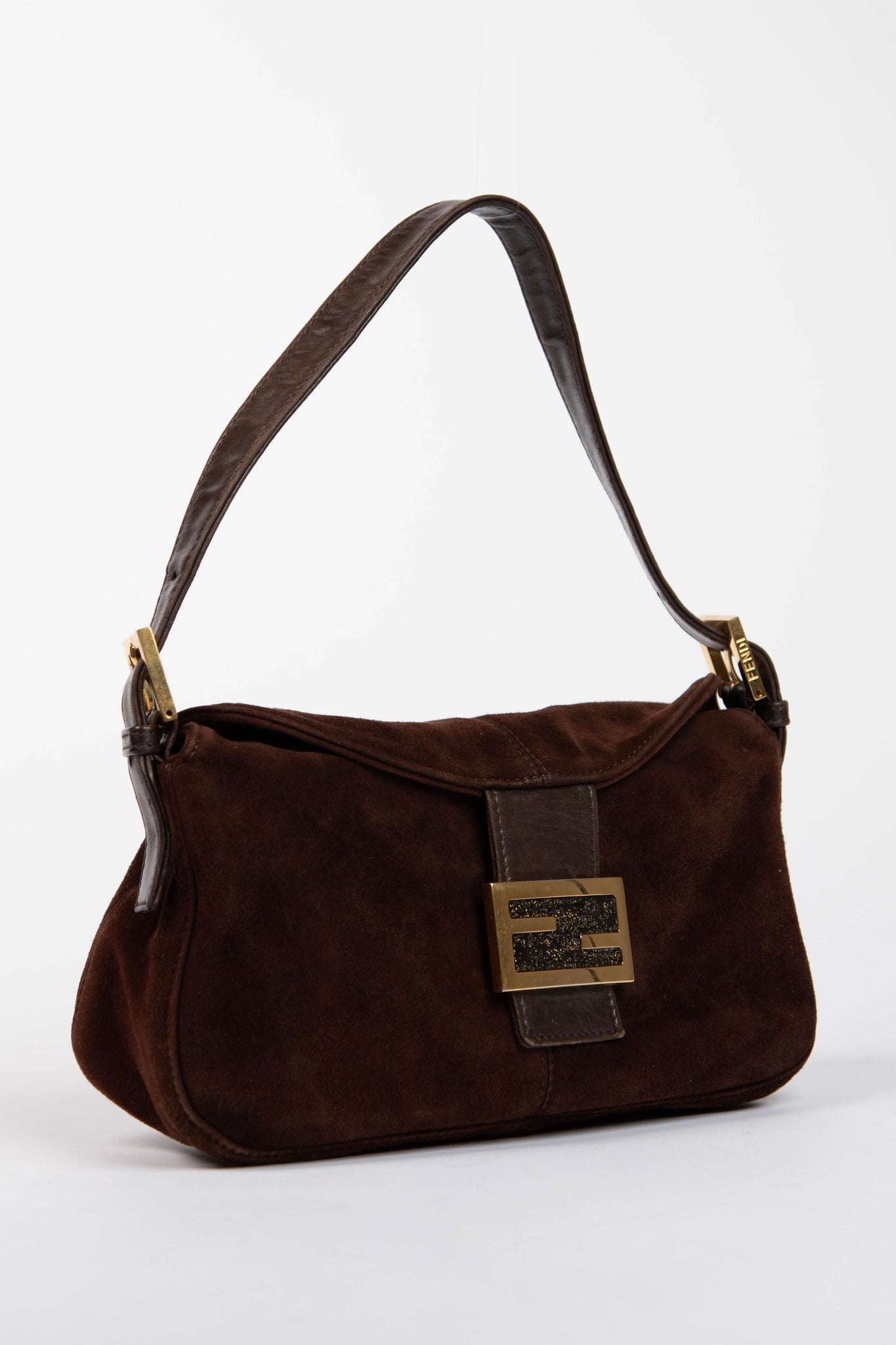 Vintage Fendi Brown Suede Shoulder Bag