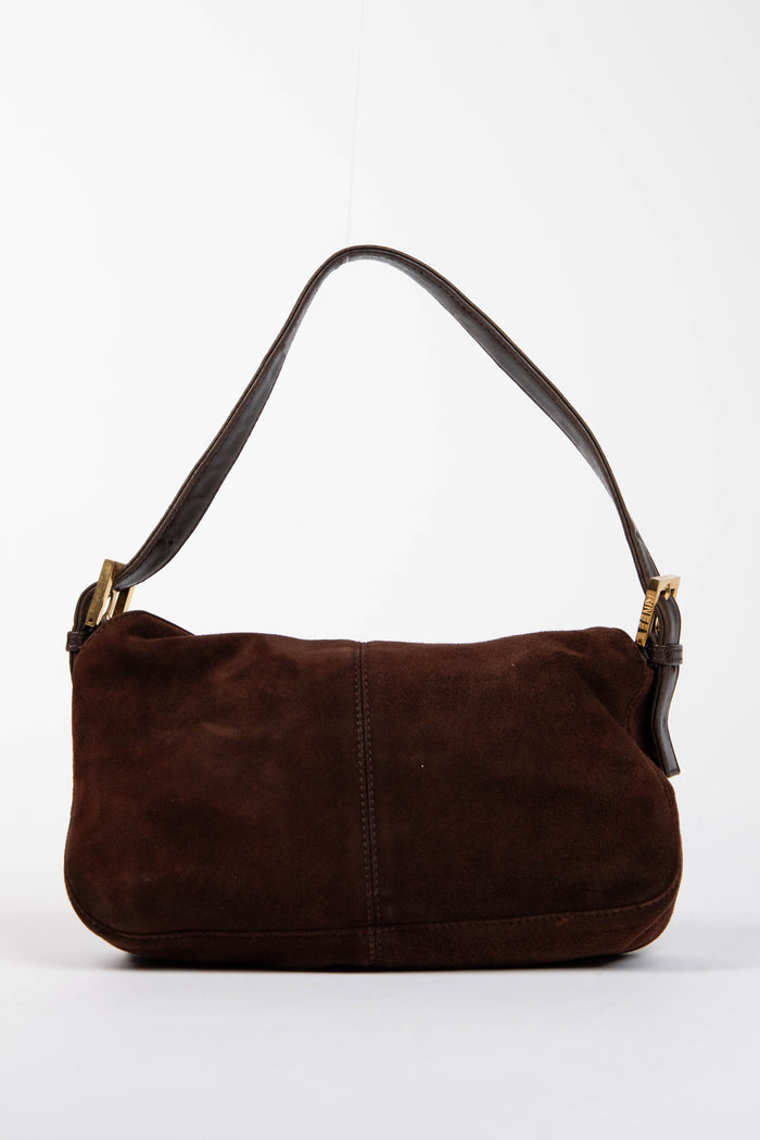 Vintage Fendi Brown Suede Shoulder Bag