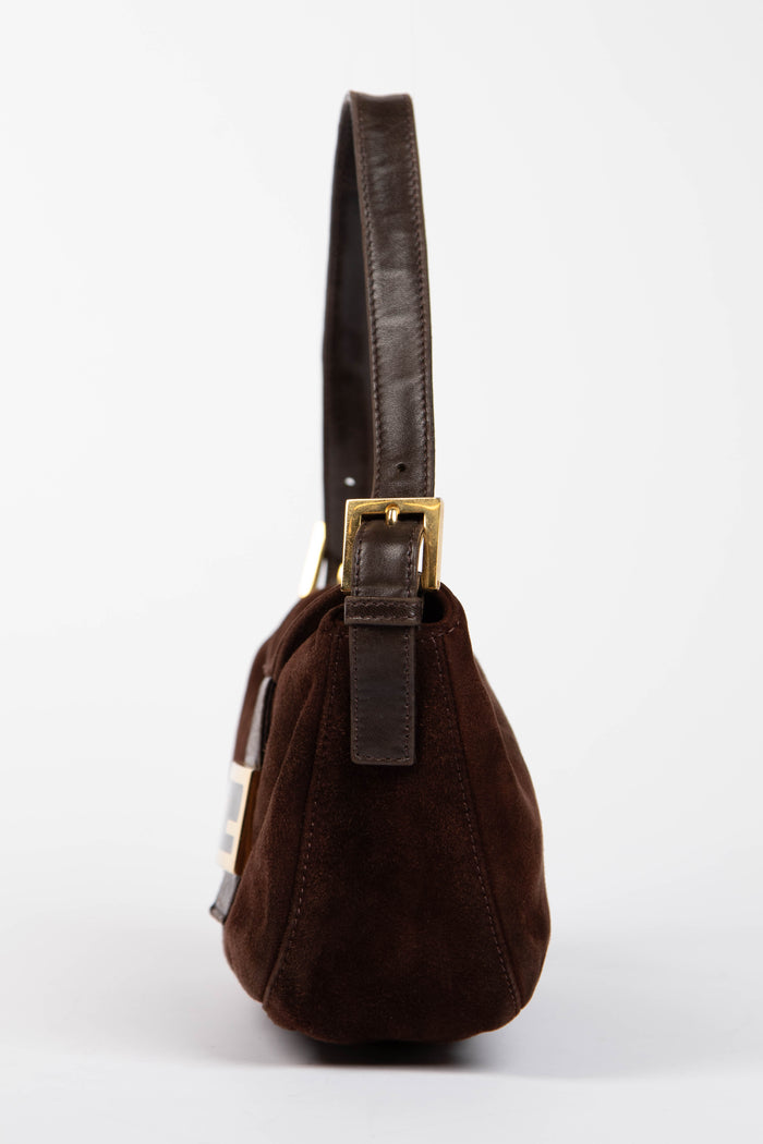 Vintage Fendi Brown Suede Shoulder Bag