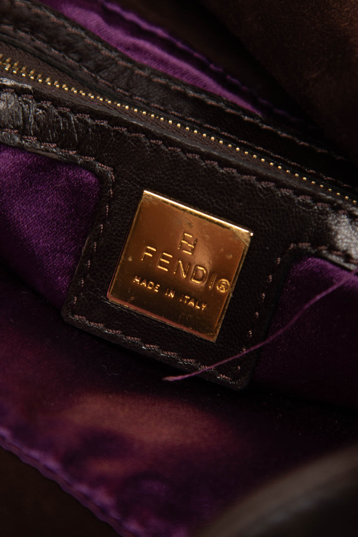 Vintage Fendi Brown Suede Shoulder Bag