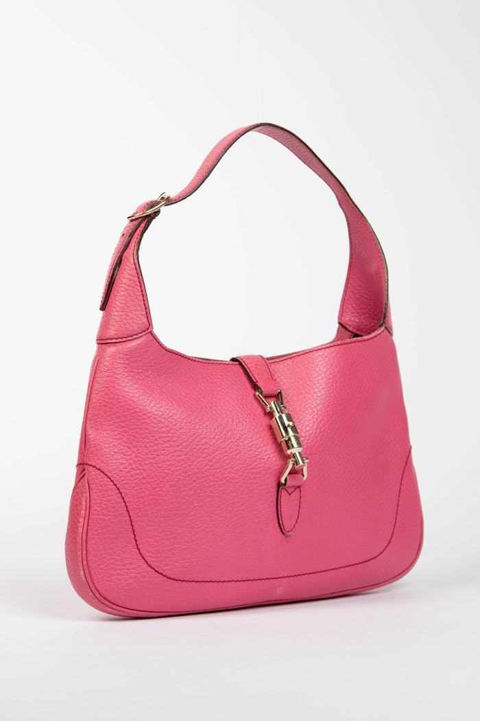 Vintage Gucci Pink Grained Leather Jackie Shoulder Bag