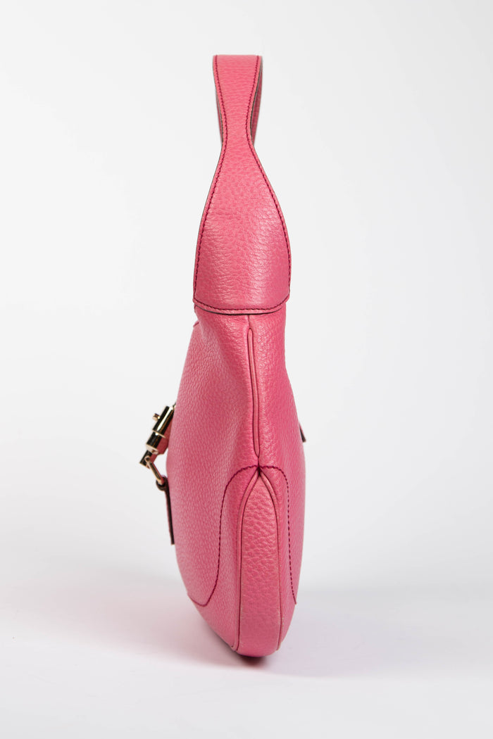 Vintage Gucci Pink Grained Leather Jackie Shoulder Bag