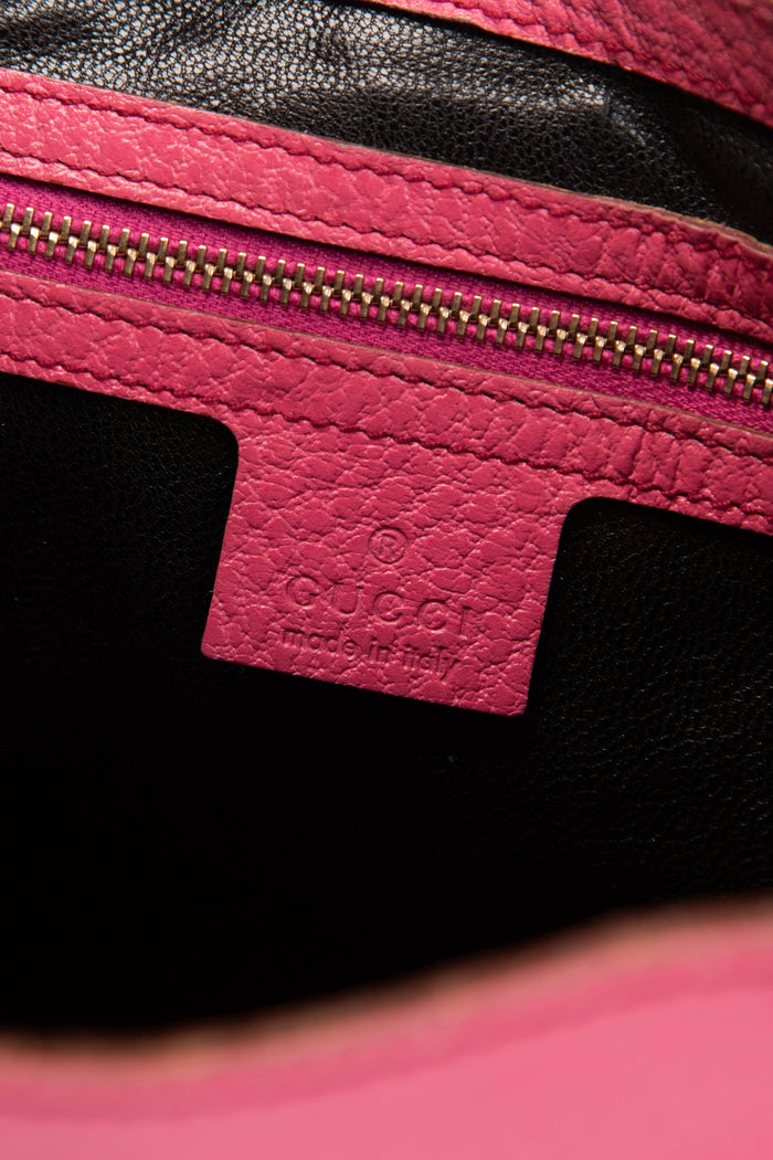 Vintage Gucci Pink Grained Leather Jackie Shoulder Bag