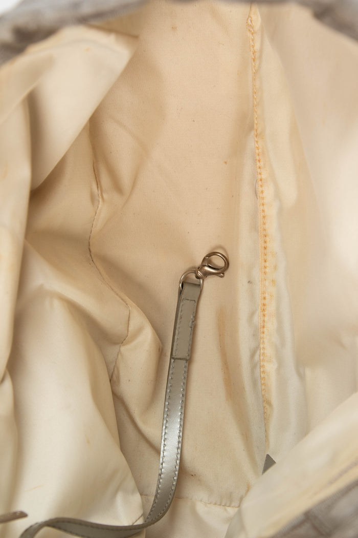 2000s Chanel Travel Line Silver Canvas Tote Bag